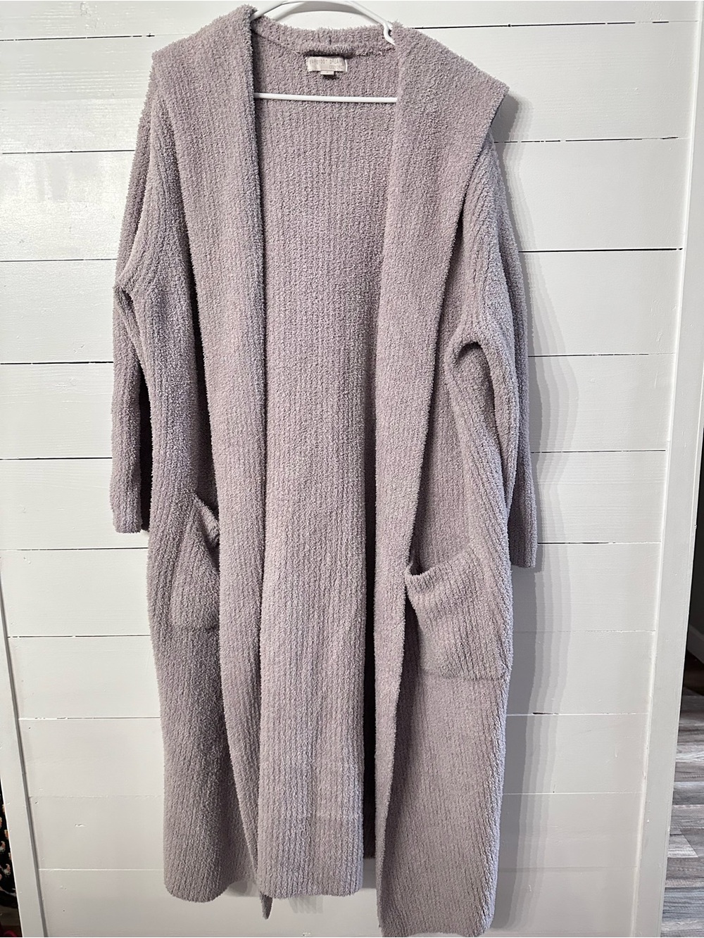 Barefoot Dreams Longline Hooded Long Cardigan in beige